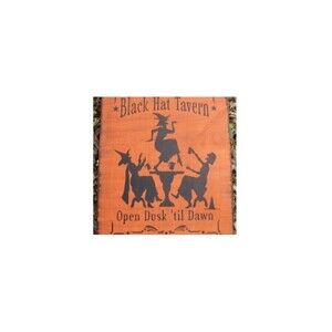 Primitive witch sign Halloween Black Hat Tavern samhain witchcraft wiccan porch